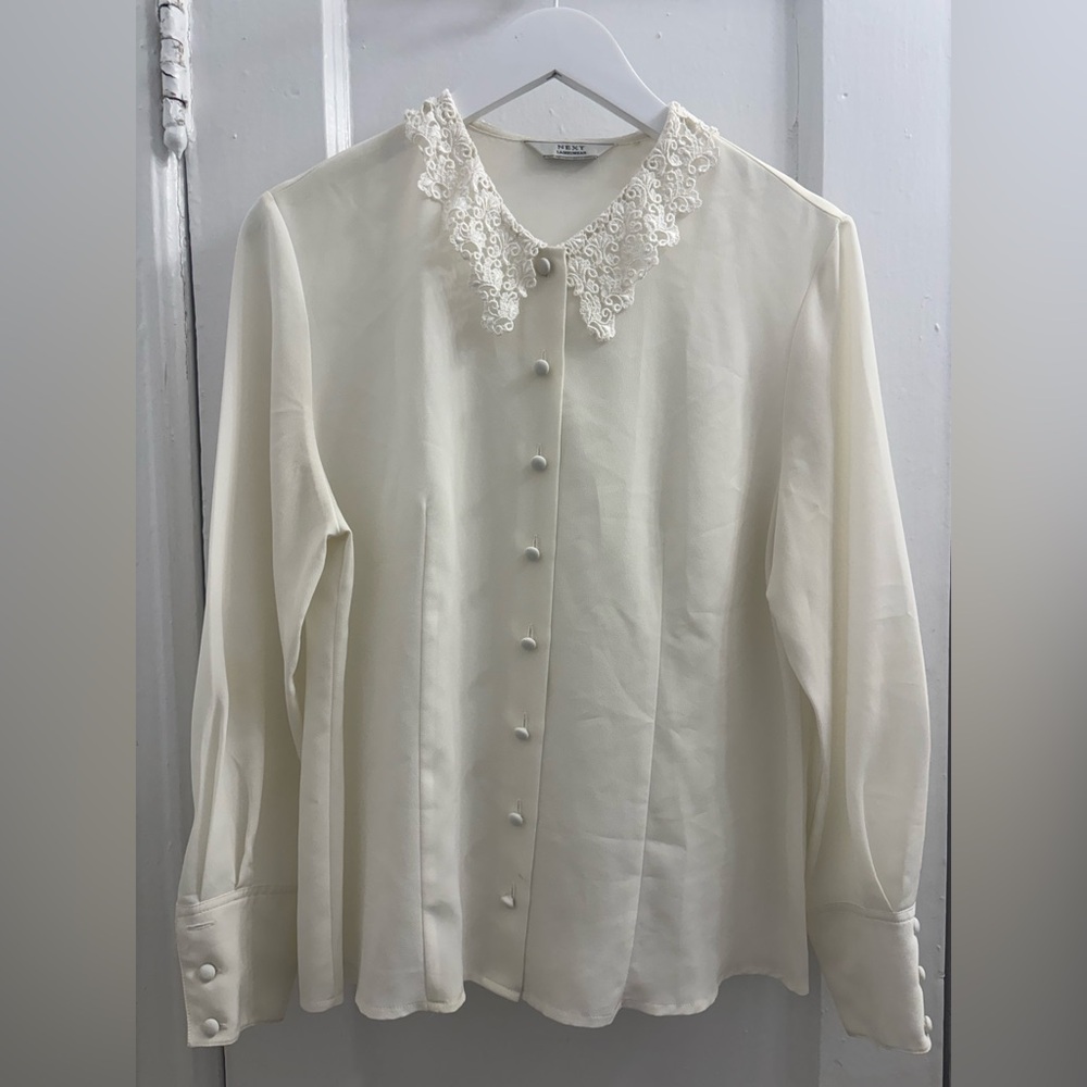 NEXT Cream Lace Collar Blouse S/M